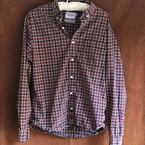 Goodfellow & Co Red, Blue and White Plaid Button-Down Shirt